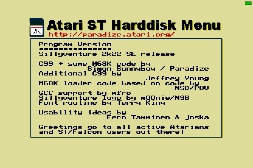 [Atari ST Harddisk Menu - Sillyventure 2K22 SE by Paradize]
